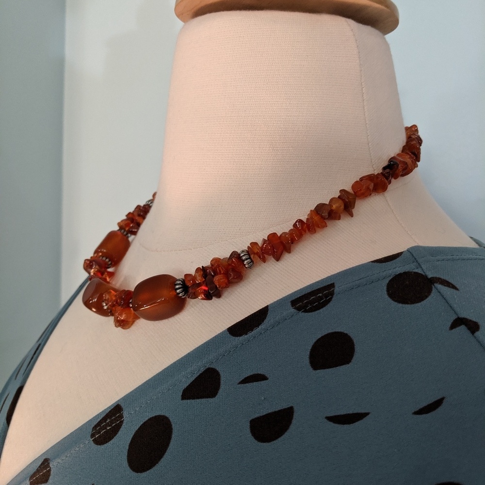 Chico's Deep Orange Bead Necklace